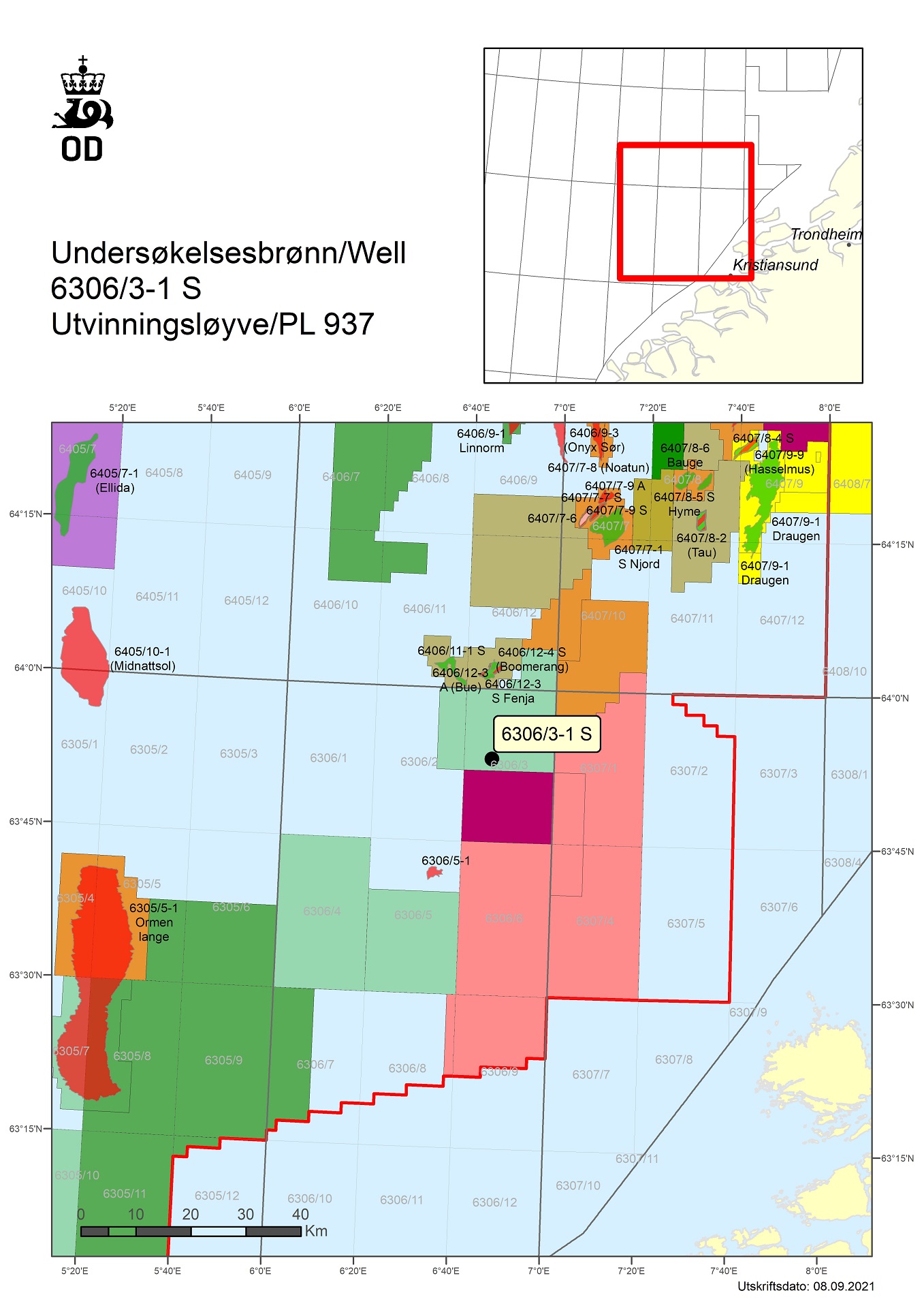 Map of well 6306-3-1-S