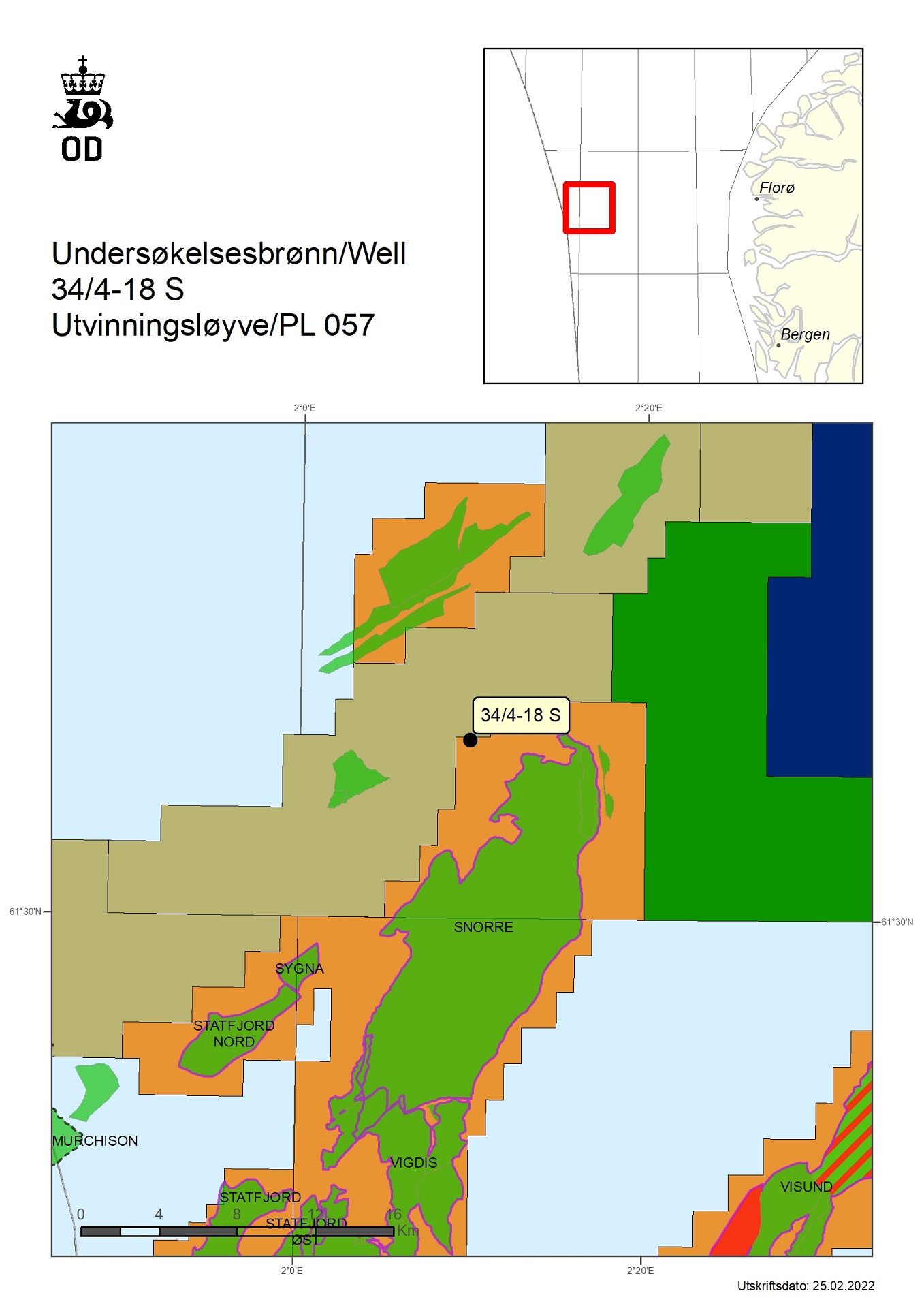 Map showing the location of well 34/4-18 S